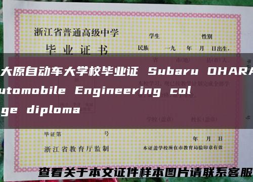 昴大原自动车大学校毕业证 Subaru OHARA Automobile Engineering college diploma缩略图