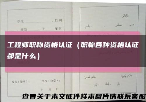 工程师职称资格认证（职称各种资格认证都是什么）缩略图