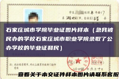 石家庄城市学院毕业证图片样本（急我被民办的学校石家庄城市职业学院录取了公办学校的毕业证和民）缩略图