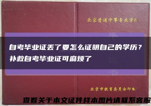 自考毕业证丢了要怎么证明自己的学历？补救自考毕业证可麻烦了缩略图