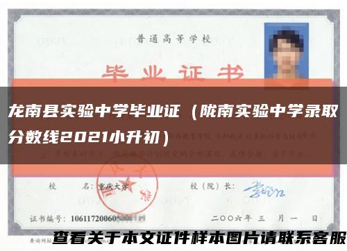 龙南县实验中学毕业证（陇南实验中学录取分数线2021小升初）缩略图