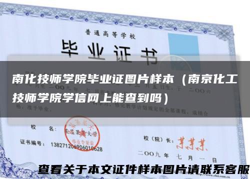 南化技师学院毕业证图片样本（南京化工技师学院学信网上能查到吗）缩略图
