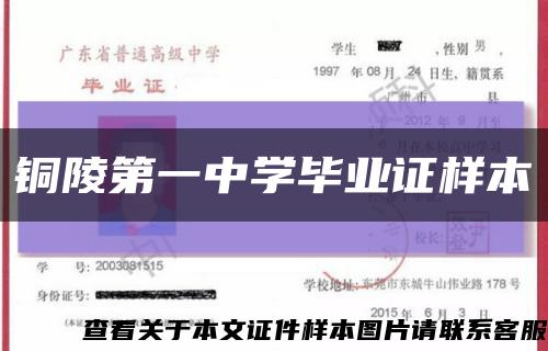 铜陵第一中学毕业证样本缩略图