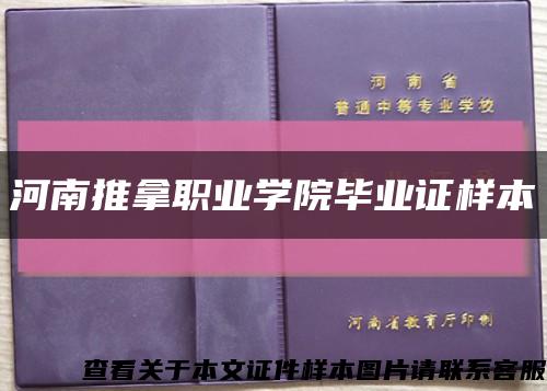 河南推拿职业学院毕业证样本缩略图