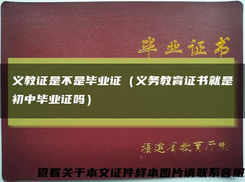 义教证是不是毕业证（义务教育证书就是初中毕业证吗）缩略图