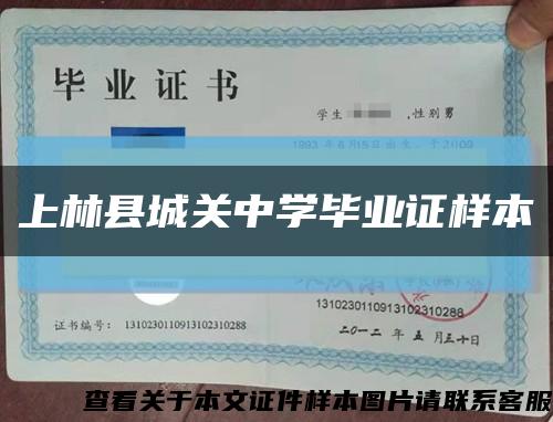 上林县城关中学毕业证样本缩略图