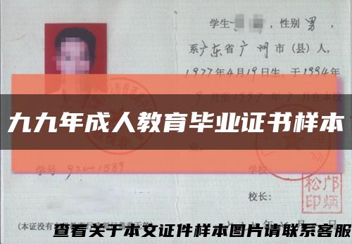 九九年成人教育毕业证书样本缩略图
