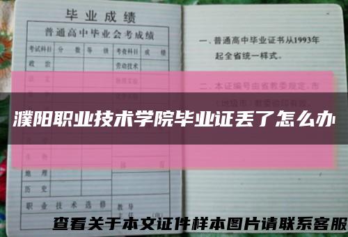 濮阳职业技术学院毕业证丢了怎么办缩略图