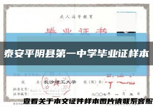 泰安平阴县第一中学毕业证样本缩略图