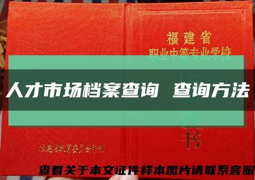 人才市场档案查询 查询方法缩略图