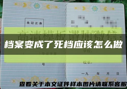 档案变成了死档应该怎么做缩略图
