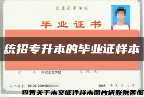 统招专升本的毕业证样本缩略图