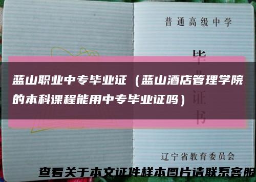 蓝山职业中专毕业证（蓝山酒店管理学院的本科课程能用中专毕业证吗）缩略图