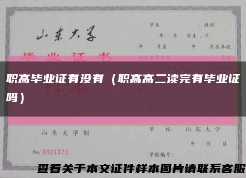 职高毕业证有没有（职高高二读完有毕业证吗）缩略图