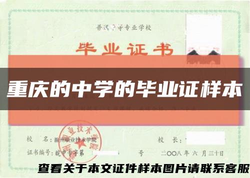 重庆的中学的毕业证样本缩略图