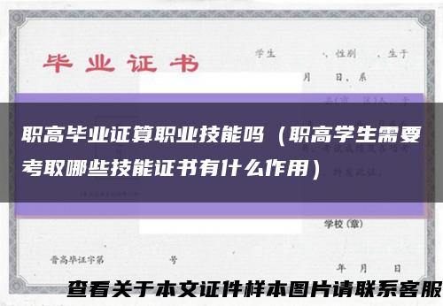 职高毕业证算职业技能吗（职高学生需要考取哪些技能证书有什么作用）缩略图