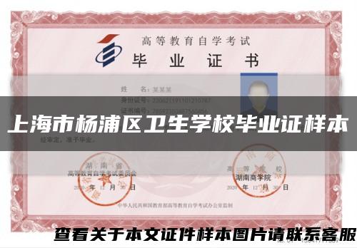 上海市杨浦区卫生学校毕业证样本缩略图
