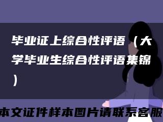 毕业证上综合性评语（大学毕业生综合性评语集锦）缩略图