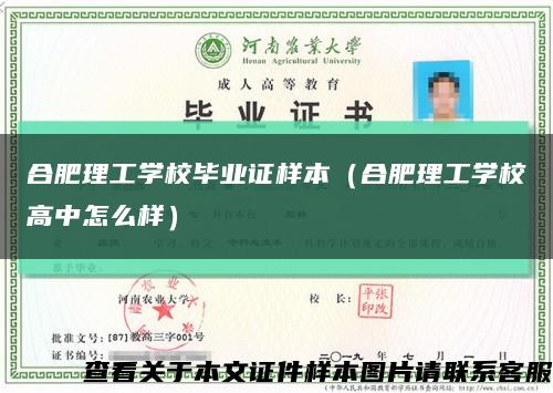 合肥理工学校毕业证样本（合肥理工学校高中怎么样）缩略图