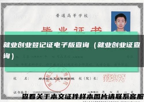 就业创业登记证电子版查询（就业创业证查询）缩略图