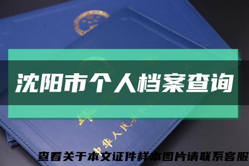 沈阳市个人档案查询缩略图