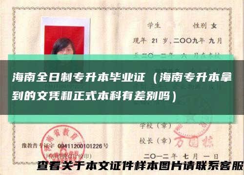 海南全日制专升本毕业证（海南专升本拿到的文凭和正式本科有差别吗）缩略图
