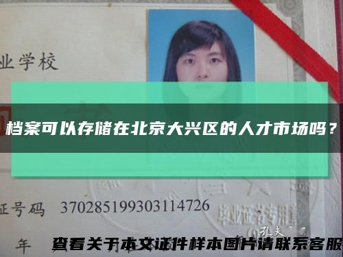 档案可以存储在北京大兴区的人才市场吗？缩略图