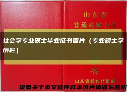 社会学专业硕士毕业证书图片（专业硕士学历栏）缩略图
