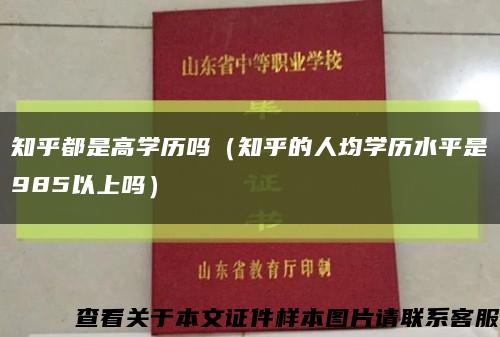 知乎都是高学历吗（知乎的人均学历水平是985以上吗）缩略图