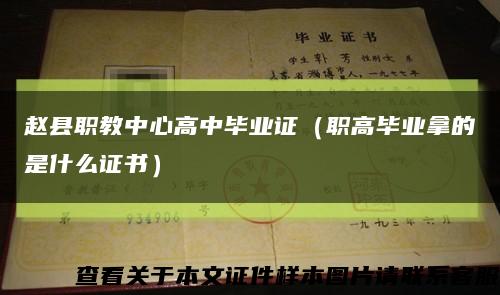 赵县职教中心高中毕业证（职高毕业拿的是什么证书）缩略图