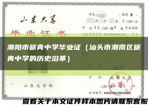 潮阳市砺青中学毕业证（汕头市潮南区砺青中学的历史沿革）缩略图