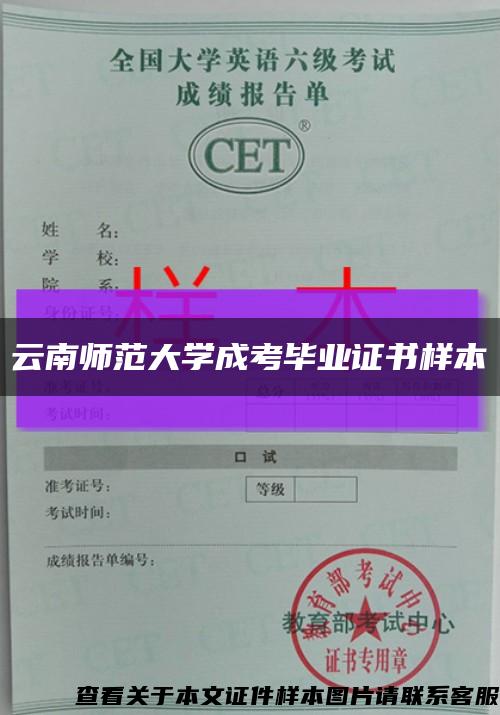 云南师范大学成考毕业证书样本缩略图