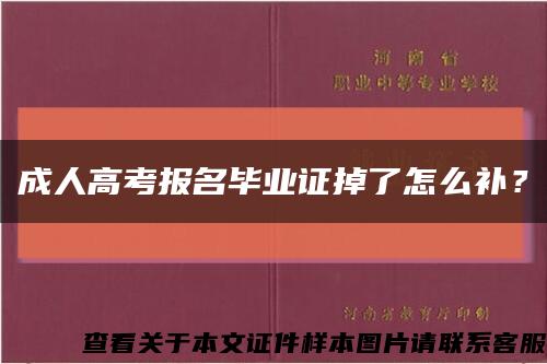 成人高考报名毕业证掉了怎么补？缩略图
