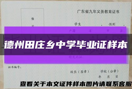 德州田庄乡中学毕业证样本缩略图