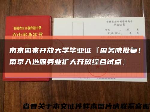 南京国家开放大学毕业证『国务院批复！南京入选服务业扩大开放综合试点』缩略图