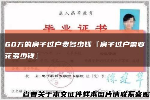 60万的房子过户费多少钱『房子过户需要花多少钱』缩略图