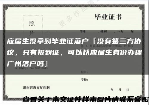 应届生没拿到毕业证落户『没有签三方协议，只有报到证，可以以应届生身份办理广州落户吗』缩略图