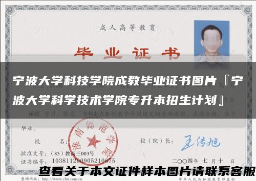 宁波大学科技学院成教毕业证书图片『宁波大学科学技术学院专升本招生计划』缩略图