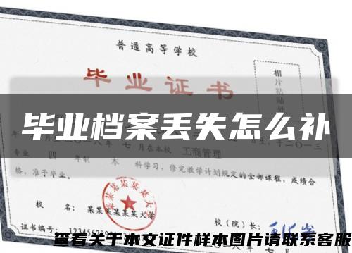 毕业档案丢失怎么补缩略图