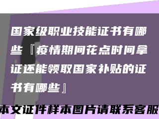 国家级职业技能证书有哪些『疫情期间花点时间拿证还能领取国家补贴的证书有哪些』缩略图