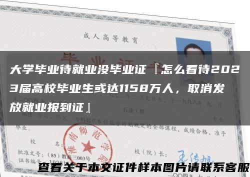 大学毕业待就业没毕业证『怎么看待2023届高校毕业生或达1158万人，取消发放就业报到证』缩略图