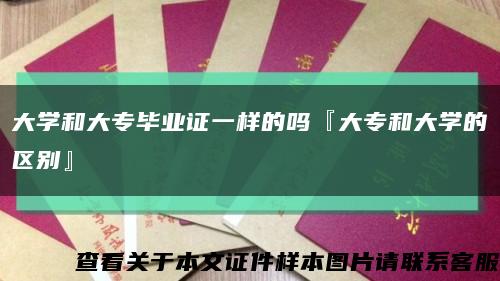大学和大专毕业证一样的吗『大专和大学的区别』缩略图