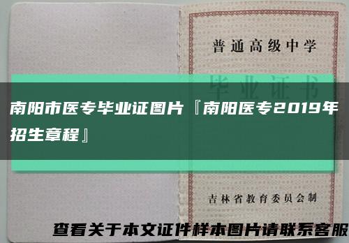南阳市医专毕业证图片『南阳医专2019年招生章程』缩略图