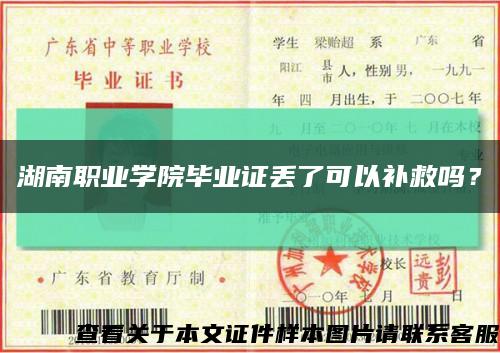 湖南职业学院毕业证丢了可以补救吗？缩略图
