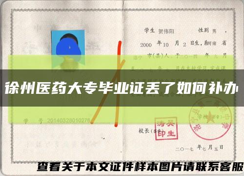 徐州医药大专毕业证丢了如何补办缩略图