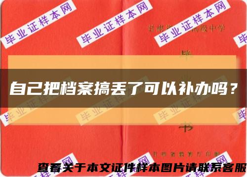 自己把档案搞丢了可以补办吗？缩略图