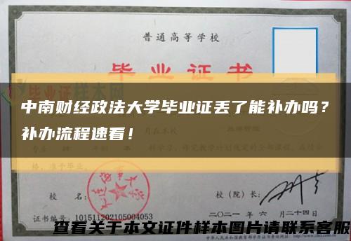 中南财经政法大学毕业证丢了能补办吗？补办流程速看！缩略图