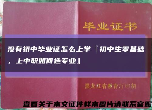 没有初中毕业证怎么上学『初中生零基础，上中职如何选专业』缩略图