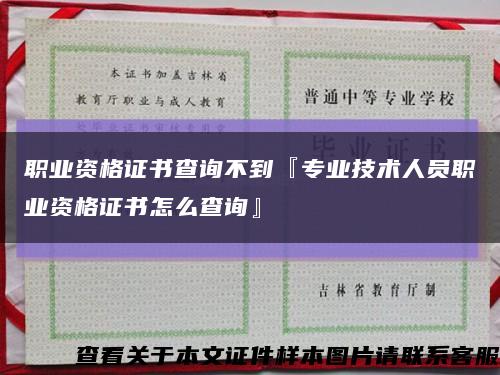 职业资格证书查询不到『专业技术人员职业资格证书怎么查询』缩略图