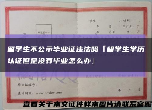 留学生不公示毕业证违法吗『留学生学历认证但是没有毕业怎么办』缩略图